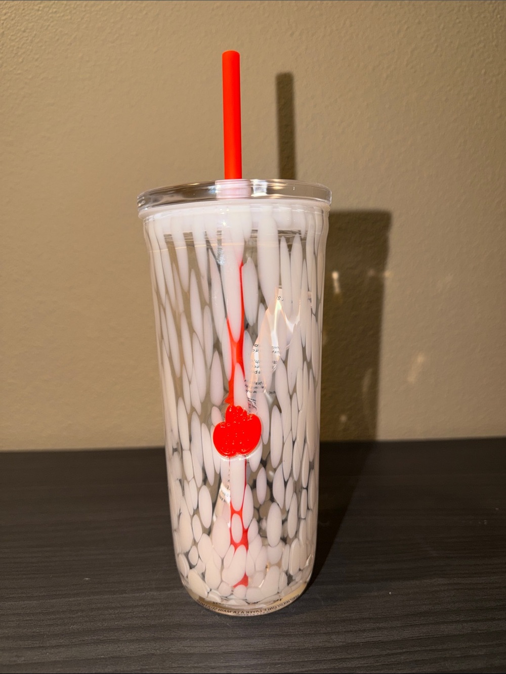 Starbucks PSL Society Pumpkin Spice Latte Speckled Glass Cold Cup 16 oz NWT